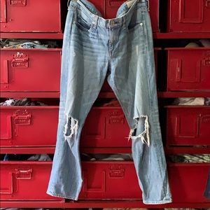 Rag & Bone Boyfriend Jean in moss with holes